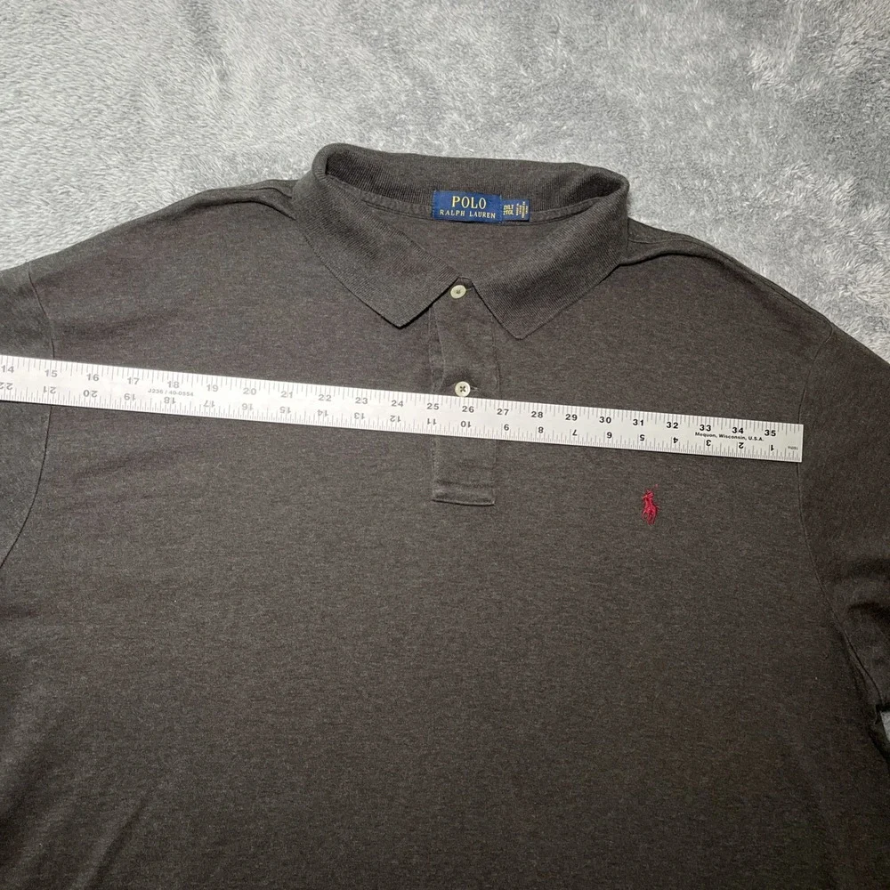 Polo Ralph Lauren Grey Polo Shirt Burgundy Pony 2XLT Big & Tall Mint Condition